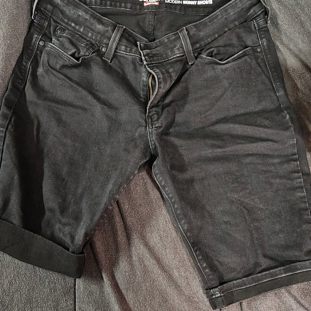 Levi's Black Denim Modern Skinny Shorts